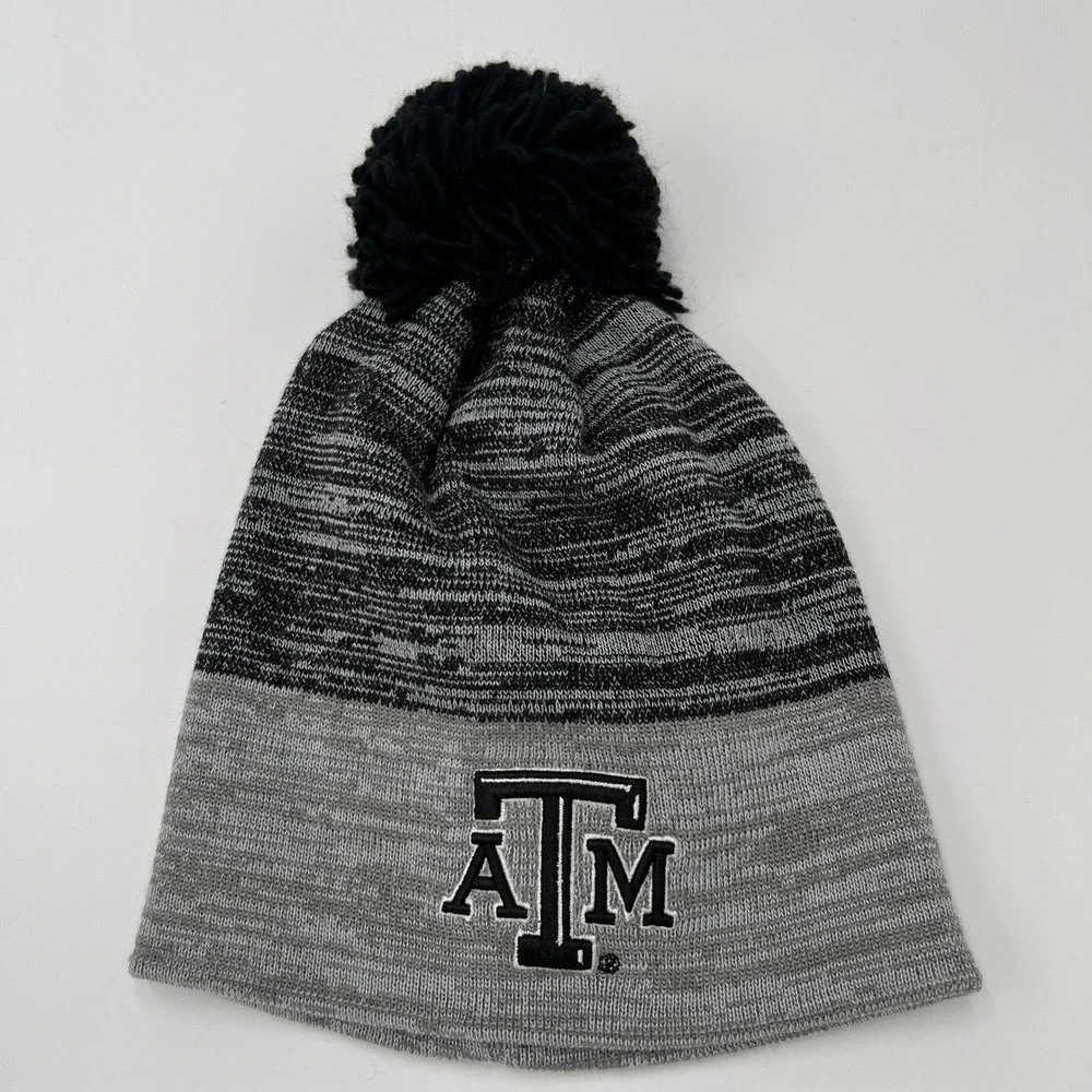 Adidas Texas A&M Aggies Knit Beanie Hat Pom‎ Pom Gray Black One Size